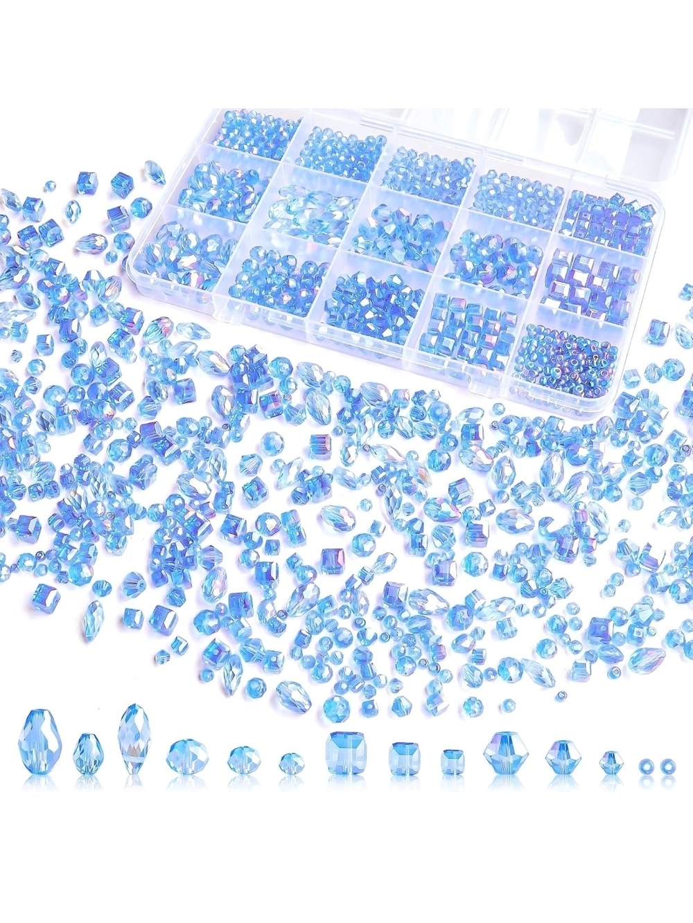 1500 Pcs Iridescent Crystal Bead Mix - Assorted Shapes